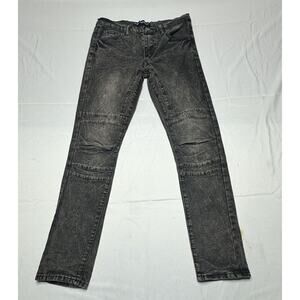 Phat Farm Boys Black Skinny Fit Stretch Moto Denim Jeans - Size 16 (30x28.5)